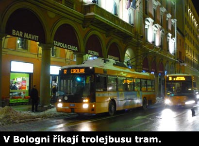 Trolejbus v Bologni.