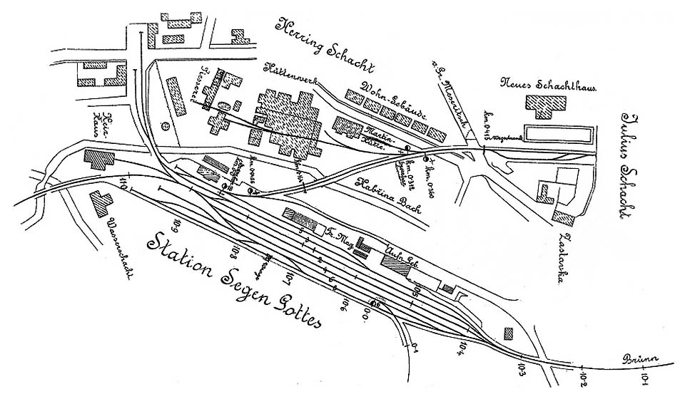 Plánek vleček v Zastávce u Brna zhruba z přelomu 19. a 20. století.